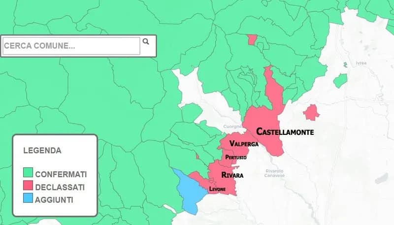 CANAVESE - Declassamento dei Comuni montani: rischiano Castellamonte, Valperga, Pertusio, Rivara e Levone