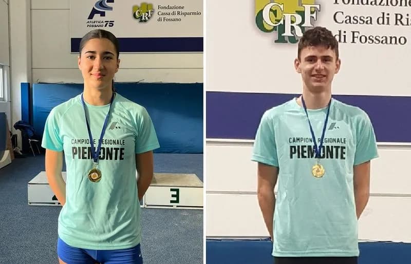 ATLETICA CANAVESANA - Alessia Dova e Nicolò Borello campioni regionali di salto in lungo indoor - FOTO