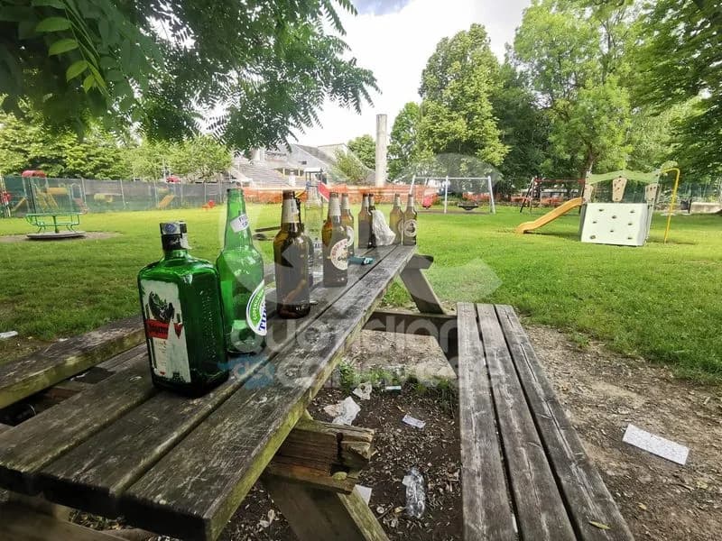 RIVAROLO CANAVESE - Spazzatura e bottiglie ovunque al parco del Castello Malgrà dopo la festa di fine anno delle scuole - FOTO