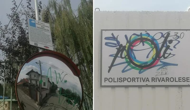 RIVAROLO CANAVESE - Giovani vandali armati di bombolette spray: «Cari ragazzi annoiati non siete ribelli, ma solo piccoli»