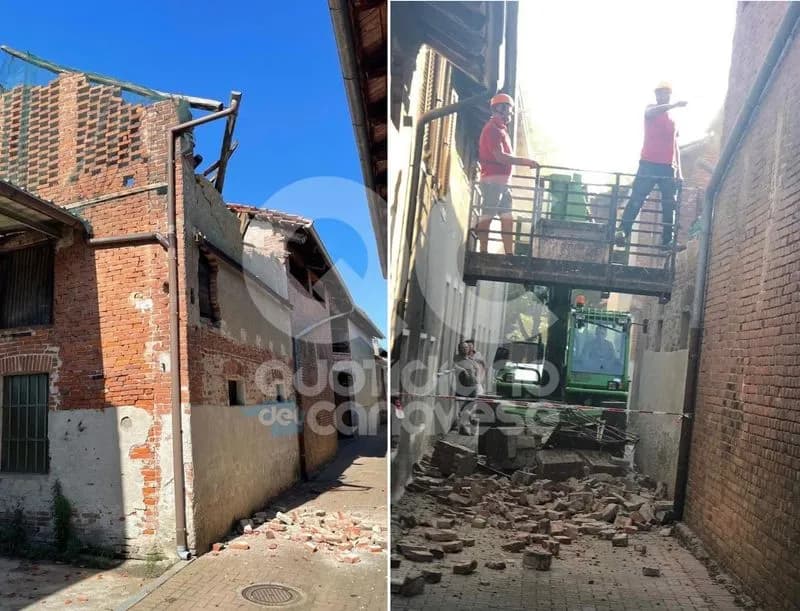 SAN GIUSTO CANAVESE - Crolla il tetto di una casa: intervento dei vigili del fuoco - FOTO