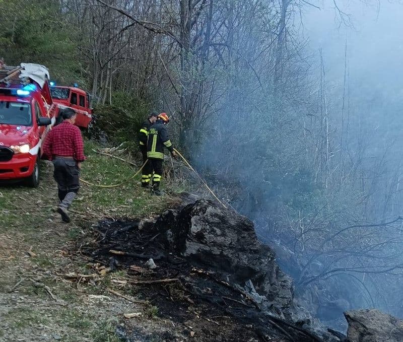 SPARONE - A fuoco i boschi verso Ribordone: provvidenziale intervento di vigili del fuoco e Aib - FOTO