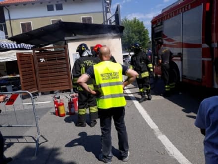SAN GIUSTO CANAVESE - Incendio al peso pubblico, intervento dei vigili del fuoco - FOTO